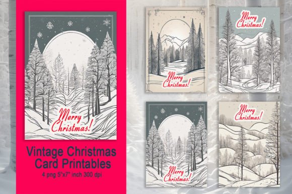 Christmas Card Merry Christmas Old Style Illustrations