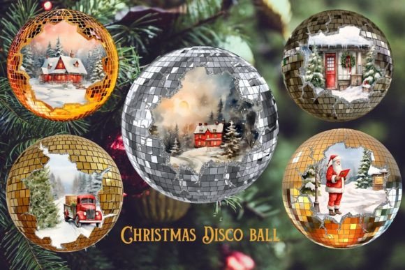 Christmas Disco Ball Bundle: Festive Illustrations