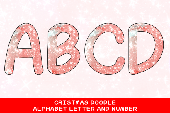 Christmas Doodle Alphabet Letter 124 Illustrations