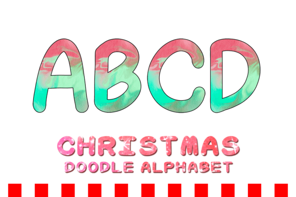 Christmas Doodle Alphabet Letter 148 Illustrations