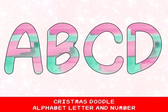Christmas Doodle Alphabet Letter 45 Illustrations