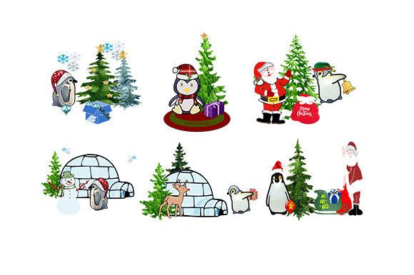 Christmas Penguin Set 1: Illustrations for Sellers