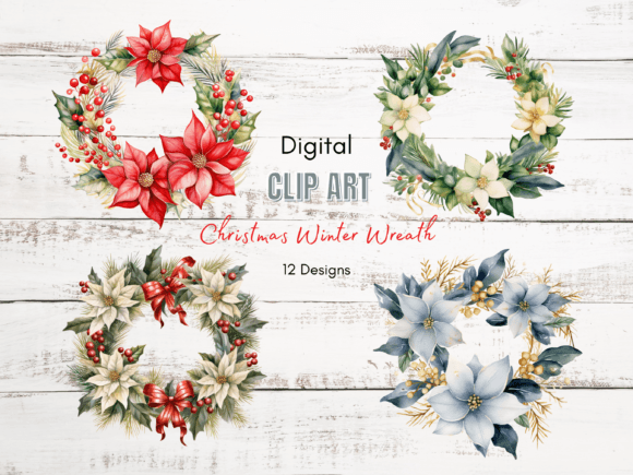 Christmas Winter Wreath Clip Art & Illustrations Review