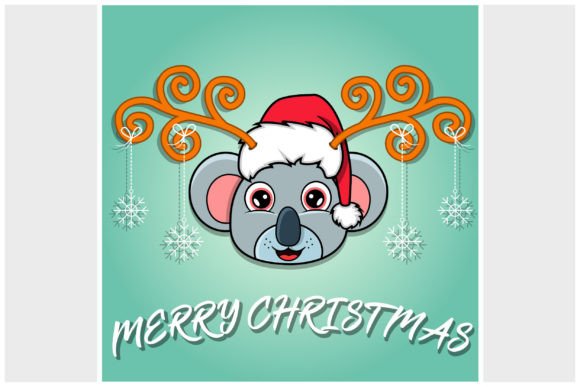 Cute Koala Head Illustrations for Christmas Cards
