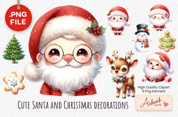 Cute Santa Illustrations for Festive Blog Graphics