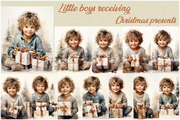 Little Boys Receiving Christmas Presents: Illustrations