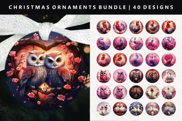 Loving Bird Christmas Ornament Bundle: Illustrations