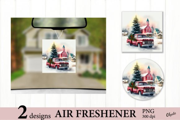 Red Truck Airfresh PNG: Christmas Illustrations