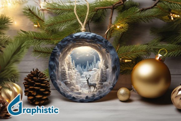Reindeer Christmas Ornament PNG 12: Illustrations for Branding