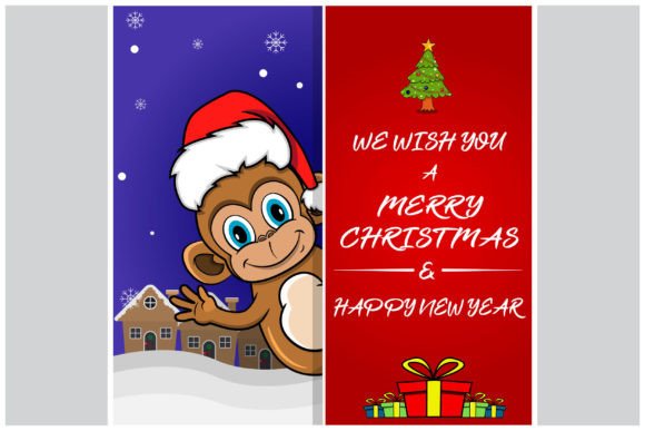 Reviewing the Merry Christmas Card with Cute Monkey Design