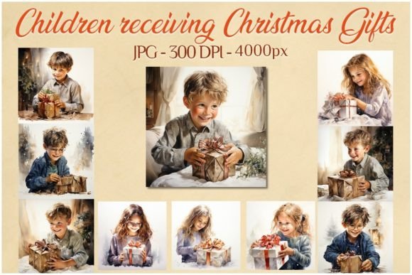 Watercolor Children Christmas Illustrations